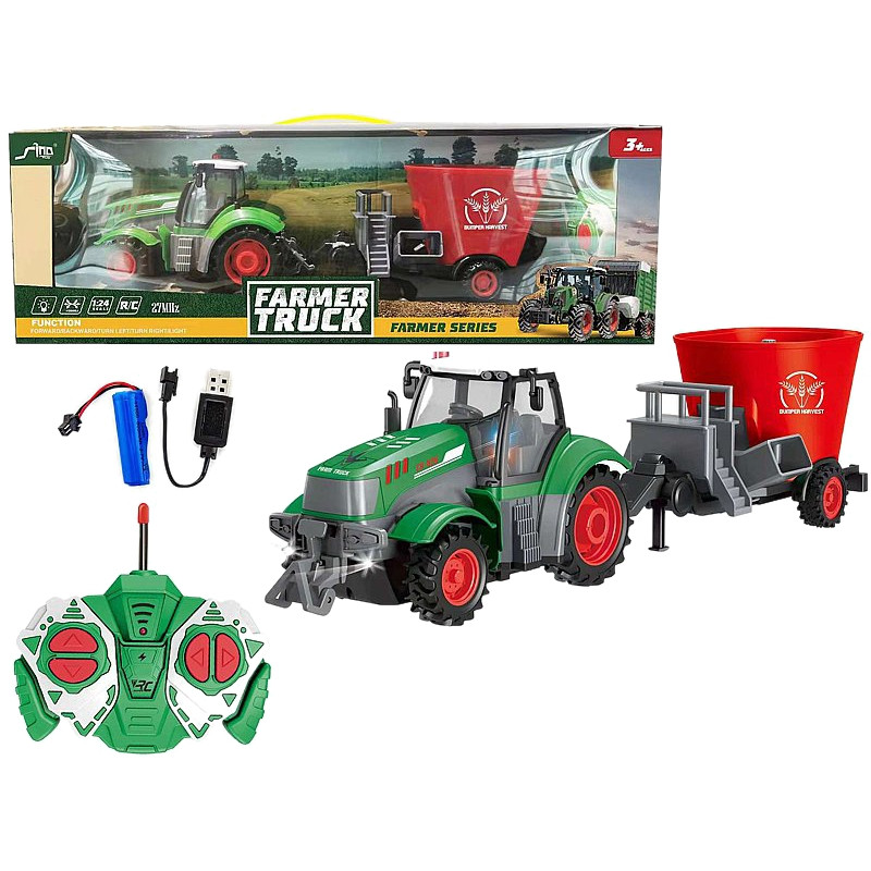6697 ZDALNIE STEROWANY TRAKTOR RC PRZYCZEPA MIESZALNIK