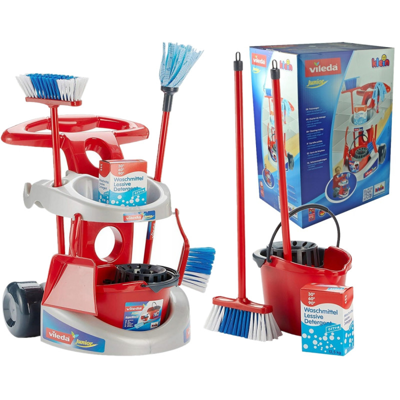 7210 VILEDA JUNIOR WÓZEK DO SPRZĄTANIA MOP MIOTŁA + AKCESORIA