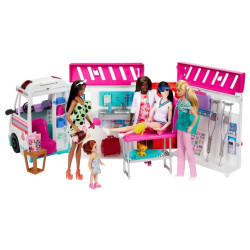 8022 BARBIE MOBILNA KARETKA AMBULANS KLINIKA + AKCESORIA
