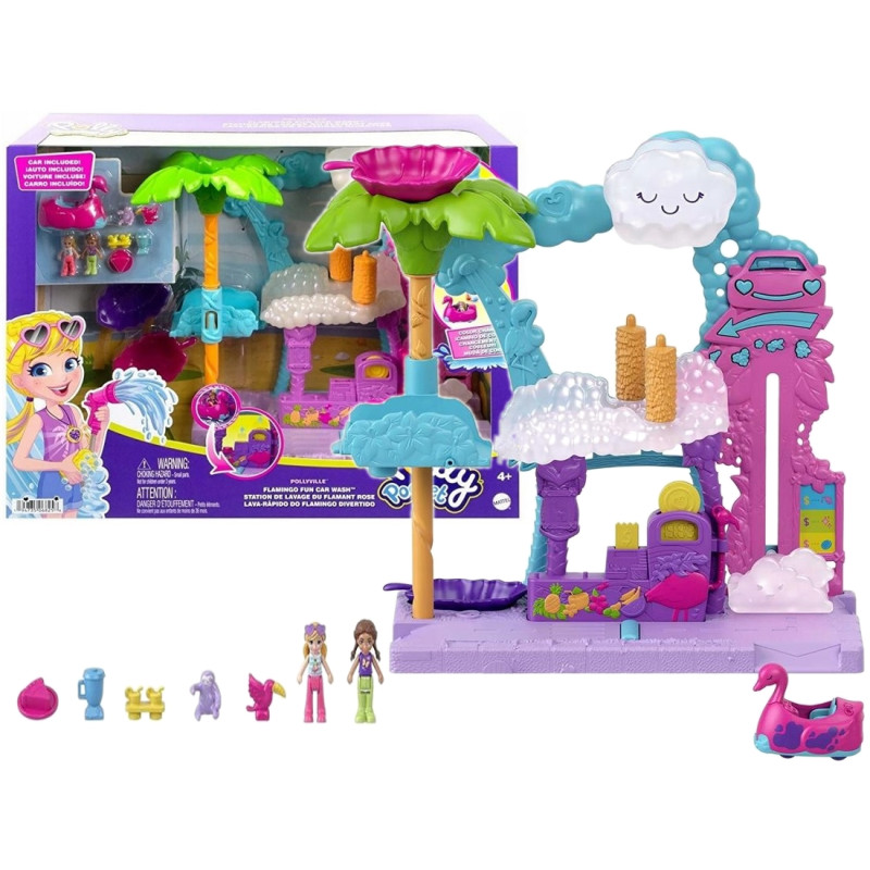 8258 ZESTAW POLLY POCKET FLAMINGOWA MYJNIA LALKI