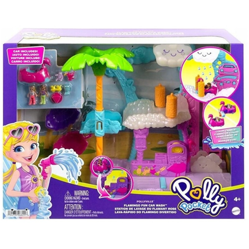 8258 ZESTAW POLLY POCKET FLAMINGOWA MYJNIA LALKI