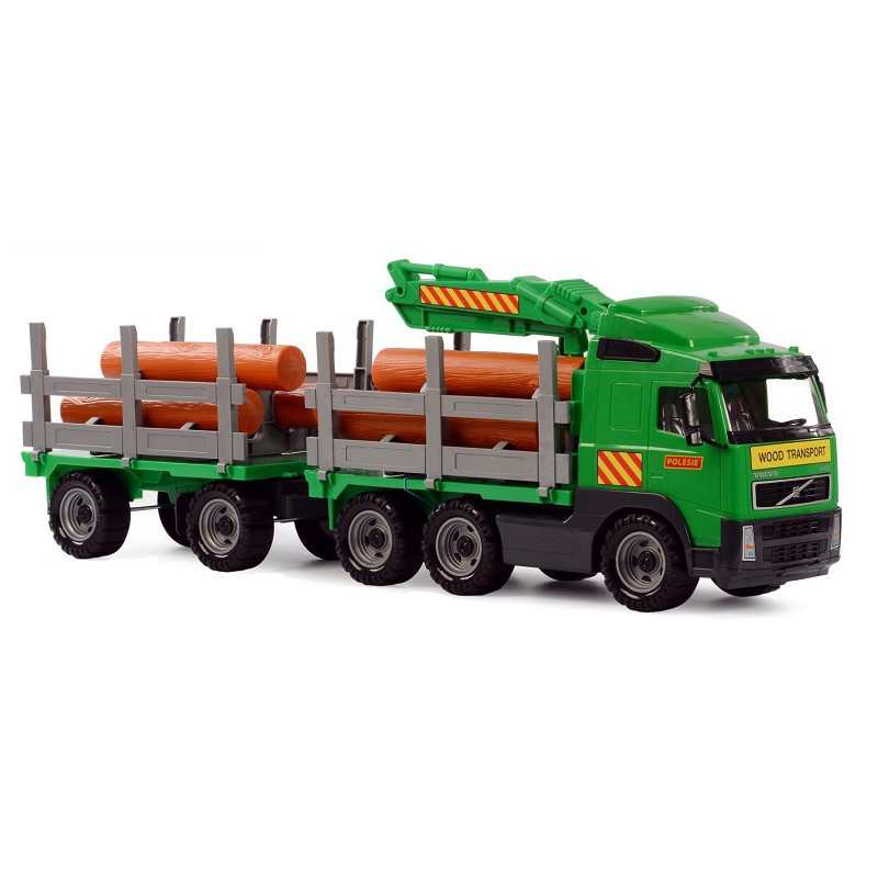 8725 WIELKI TIR DŹWIG HDS 77cm + PRZYCZEPA Z DREWNEM POLESIE