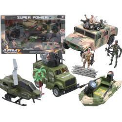8983 OLBRZYMI ZESTAW MILITARNY JEEP WOJSKOWY PONTON HELIKOPTER+ ŻOŁNIERZYKI