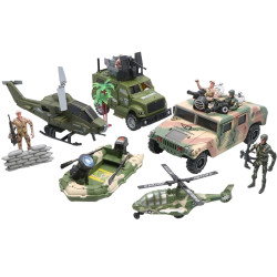 8983 OLBRZYMI ZESTAW MILITARNY JEEP WOJSKOWY PONTON HELIKOPTER+ ŻOŁNIERZYKI