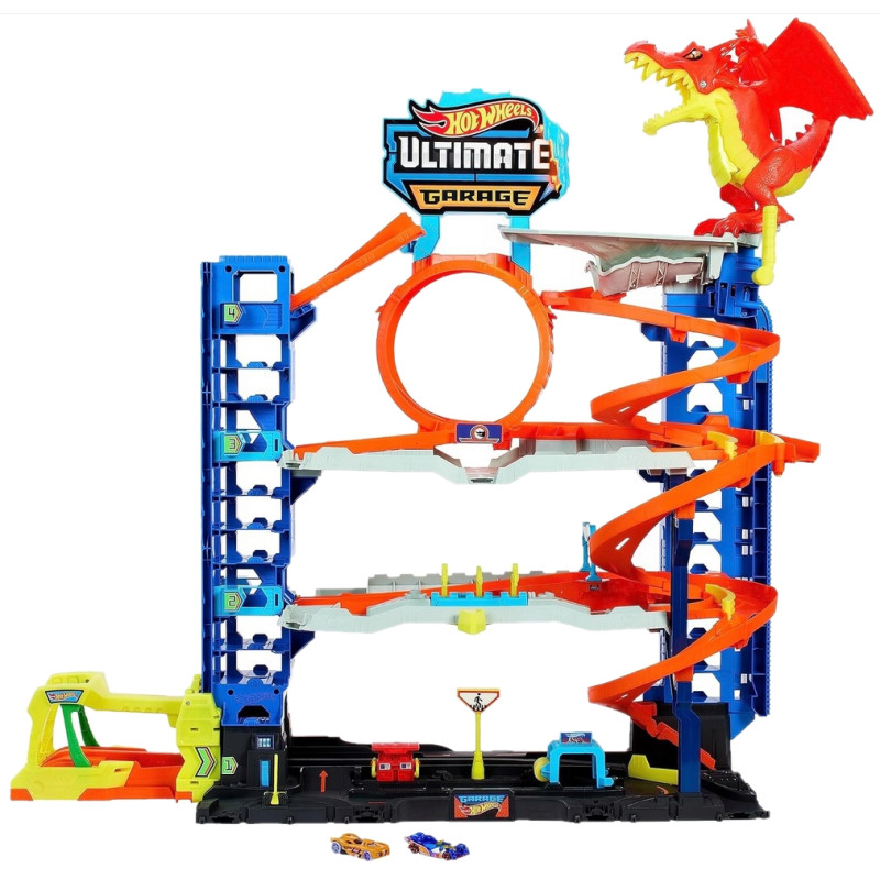9722 HOT WHEELS MEGA GARAŻ ATAK SMOKA + POJAZDY I AKCESORIA 