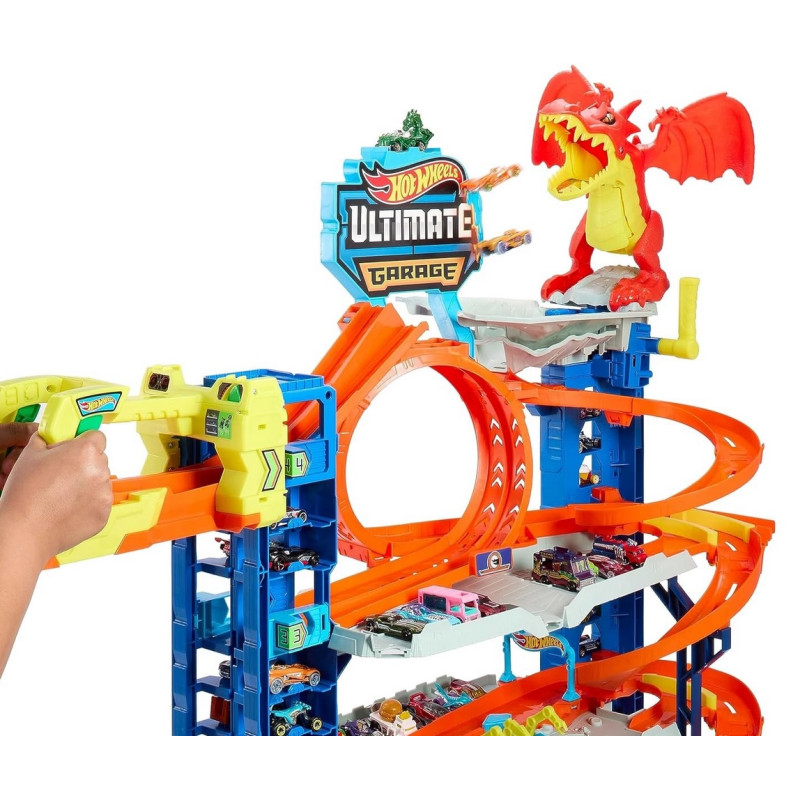 9722 HOT WHEELS MEGA GARAŻ ATAK SMOKA + POJAZDY I AKCESORIA 