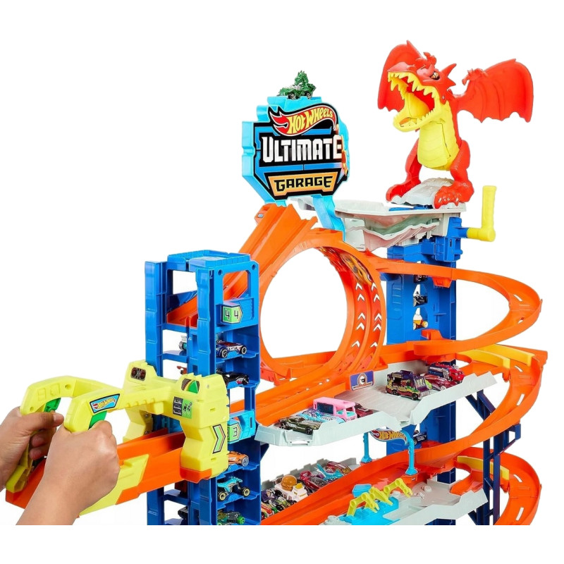 9722 HOT WHEELS MEGA GARAŻ ATAK SMOKA + POJAZDY I AKCESORIA 