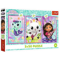 8767 Trefl Puzzle 3x50 elementów Gabby i kotki Gabi 