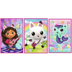 8767 Trefl Puzzle 3x50 elementów Gabby i kotki Gabi 