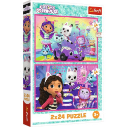 4332 Trefl Puzzle 2x24 elementy Gabby zabawy z Gabi