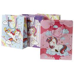 6094 Torba torebka prezentowa unicorn konik nadruk  32 x 26 x 10 cm 