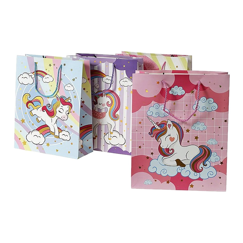 6094 Torba torebka prezentowa unicorn konik nadruk  32 x 26 x 10 cm 