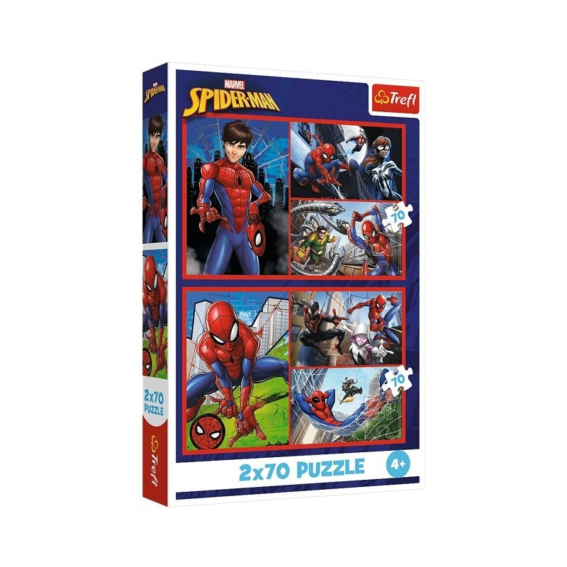 4431 Trefl Puzzle 2x70 elementów Spiderman Pajęcze historie