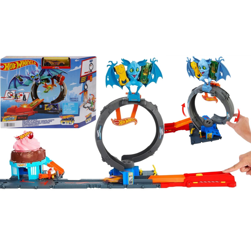 5084 HOT WHEELS PĘTLA NIETOPERZA WYRZUTNIA TOR + POJAZD