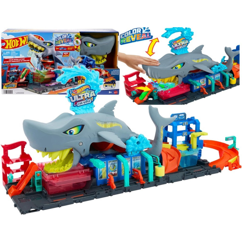 5091 Zestaw Hot Wheels City Ultra Shark Car Wash ultra myjnia samochodów Rekin