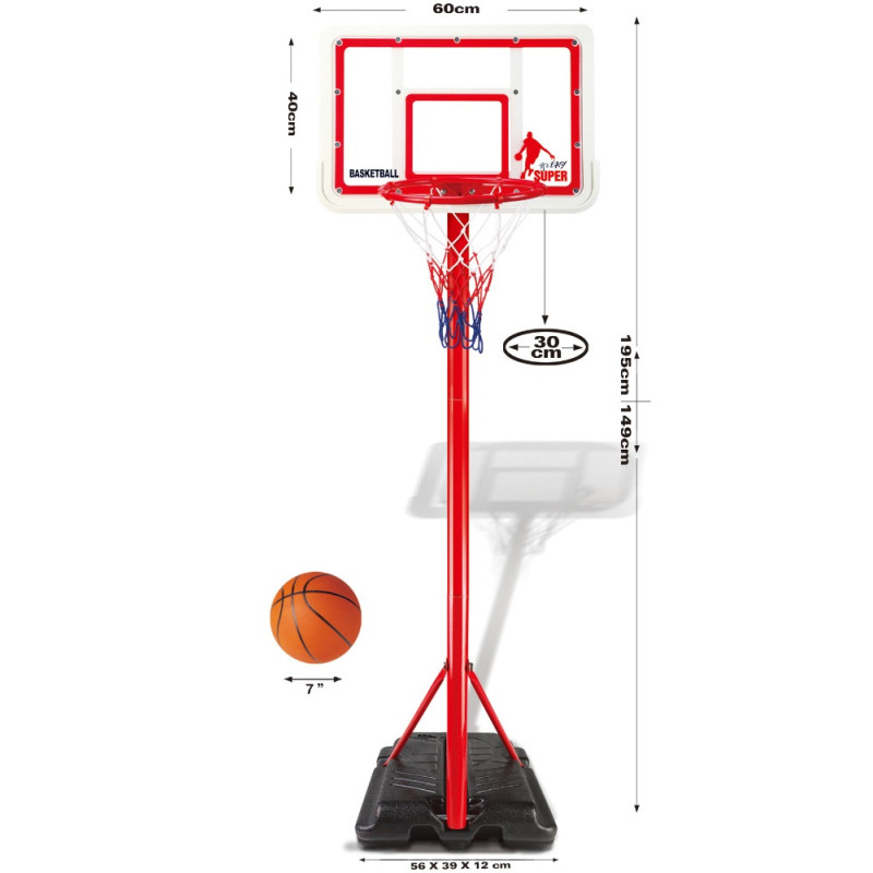 * 3522 Zestaw do kosza 195cm solidny metalowy kosz koszykówka Nba