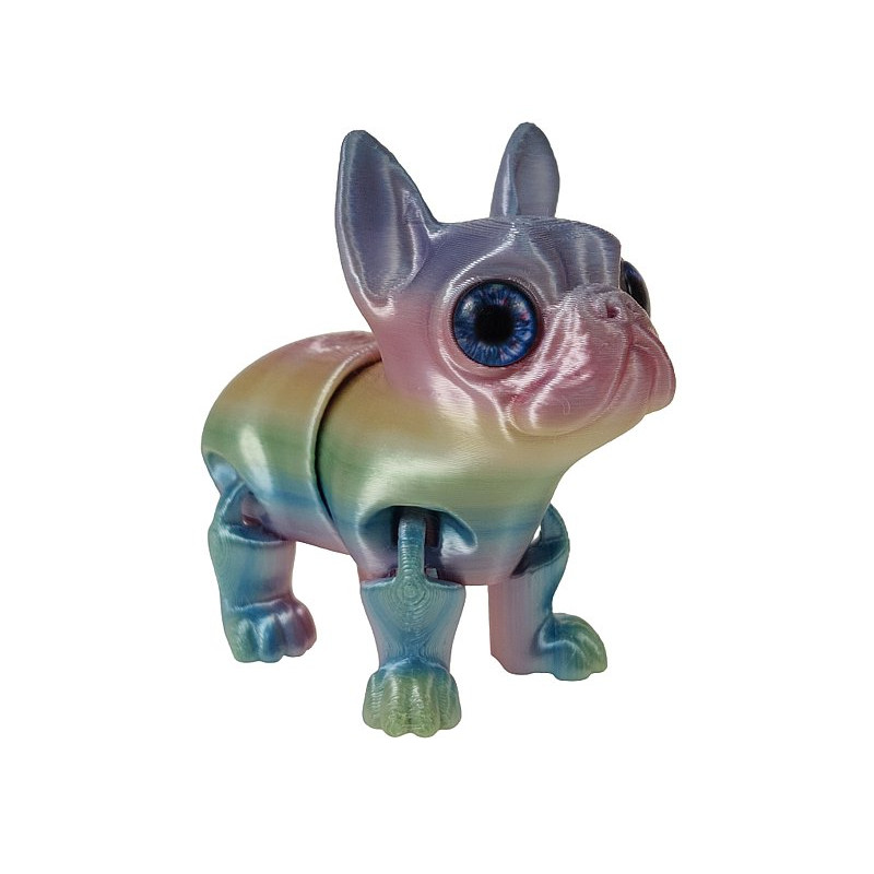 1473 Figurka Piesek Bulldog Francuski 3D Tęczowy i Holograficzny