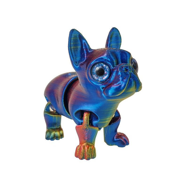 1473 Figurka Piesek Bulldog Francuski 3D Tęczowy i Holograficzny