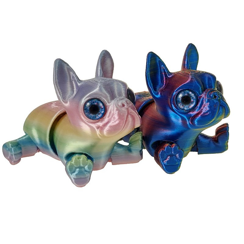 1473 Figurka Piesek Bulldog Francuski 3D Tęczowy i Holograficzny