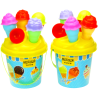 * 0491 Duży kolorowy zestaw do piasku wiaderko + wafelki lody 11 elementów 