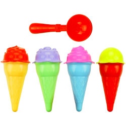 * 0491 Duży kolorowy zestaw do piasku wiaderko + wafelki lody 11 elementów 