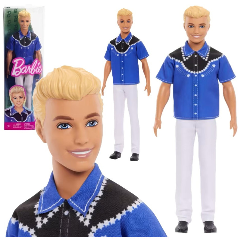 6861 Lalka Ken Barbie Fashionistas blond modowa o zachodnim wyglądzie 