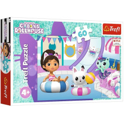 3932 Trefl puzzle 60 elementów koci domek Gabi - Gabi na basenie 
