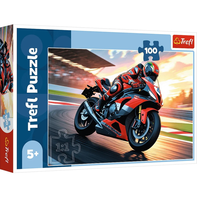 4893 Trefl puzzle 100 elementów Szybki motocykl tor wyścigowy
