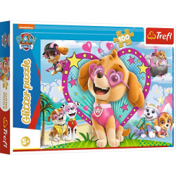 8183 Trefl puzzle 100 elementów Psi Patrol w blasku Skye Glitter puzzle 