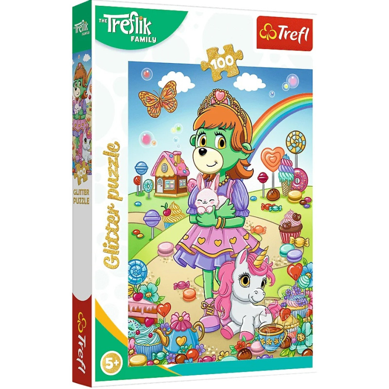 8336 Trefl puzzle 100 elementów Rodzina Treflików Brokatowe Trefliki 