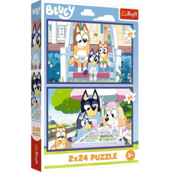 4462 Trefl puzzle  2x24 elementy Zabawna Bluey dwa obrazki