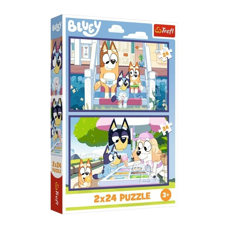 4462 Trefl puzzle  2x24 elementy Zabawna Bluey dwa obrazki