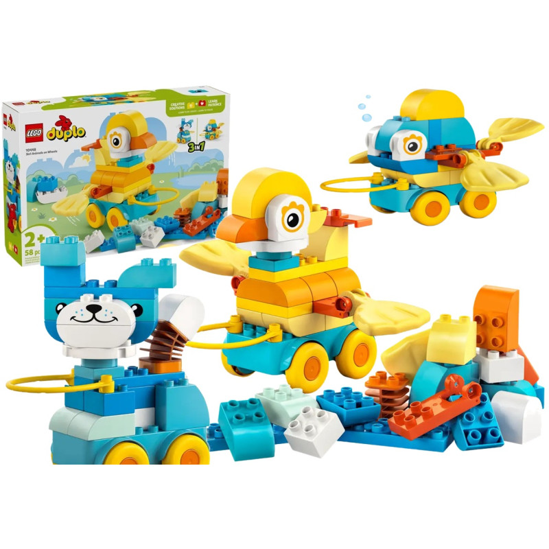 10448  Klocki Lego Duplo 3w1 Zwierzątka na kółkach 58 elementów