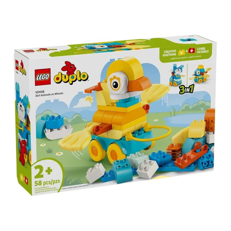 10448  Klocki Lego Duplo 3w1 Zwierzątka na kółkach 58 elementów