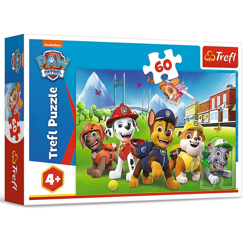 3758 Trefl puzzle 60 elementów Psi Patrol Paw Patrol na polanie 