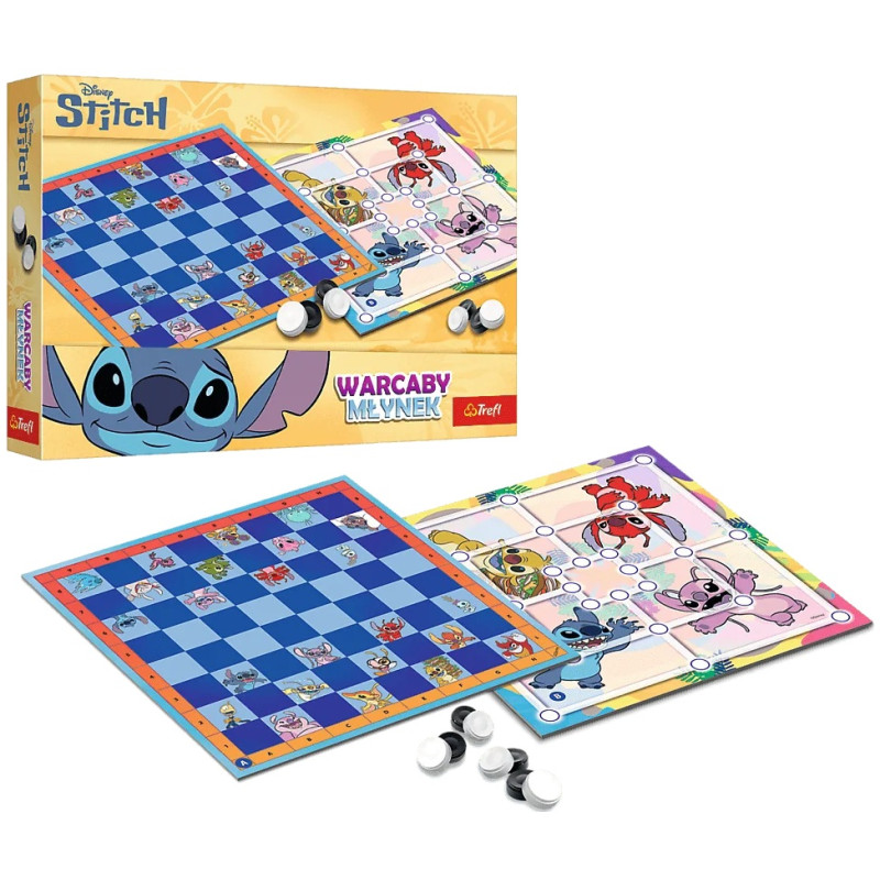 7990 Zestaw gier planszowych warcaby i młynek Lilo & Stitch 2w1 Trefl