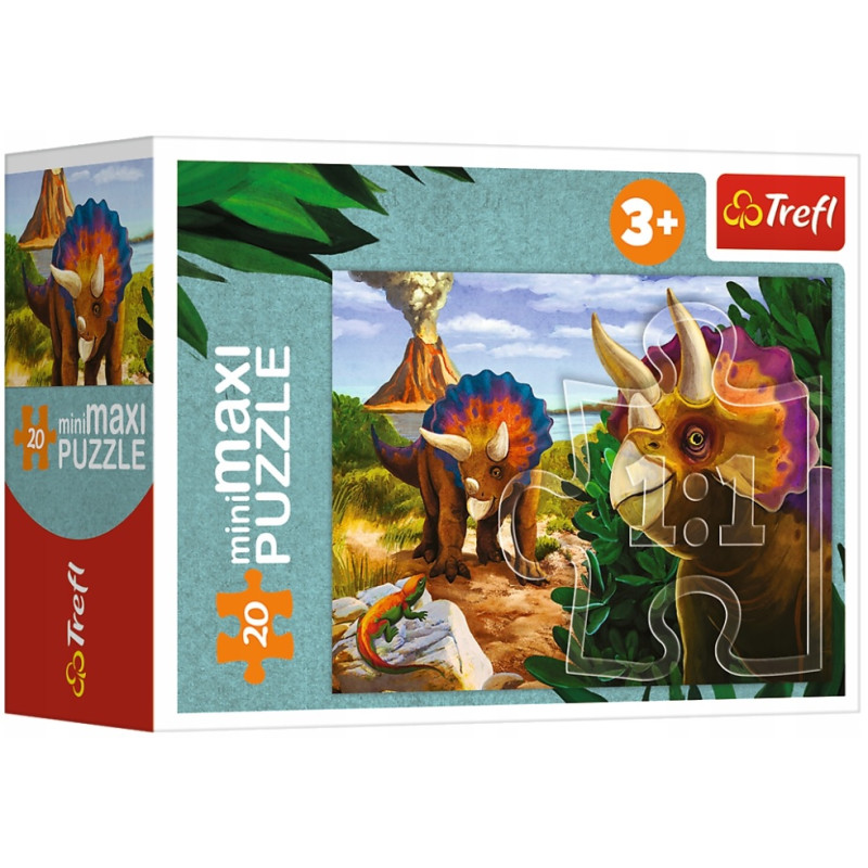 1399 PUZZLE MINI MAXI 20 ELEMENTÓW POZNAJ ŚWIAT DINOZAURÓW TREFL