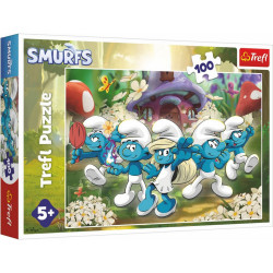 4879 Trefl puzzle 100 elementów Poznaj Smerfy