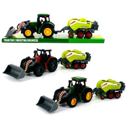 4310 Traktor z maszyną rolniczą – ciągnik z przyczepą prasa do słomy