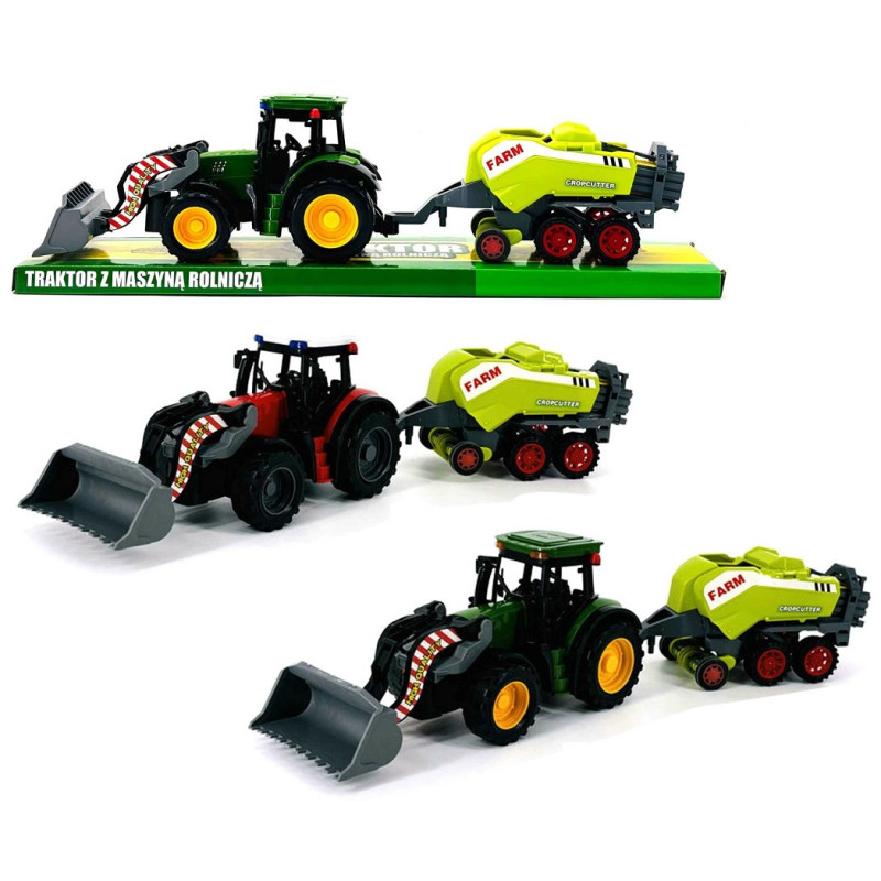 4310 Traktor z maszyną rolniczą – ciągnik z przyczepą prasa do słomy