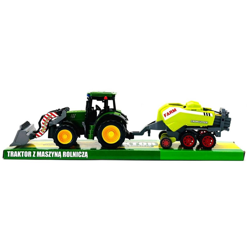 4310 Traktor z maszyną rolniczą – ciągnik z przyczepą prasa do słomy