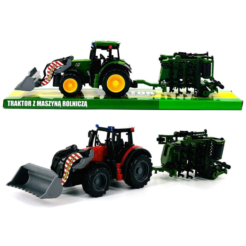 4297 Traktor z maszyną rolniczą – ciągnik z przyczepą brona talerzowa
