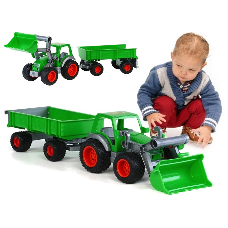 8817 DUŻU 64cm TRAKTOR Z TUREM + PRZYCZEPA GUMOWE KOŁA WADER- POLESIE