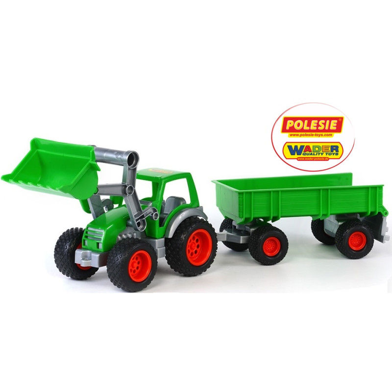 8817 DUŻU 64cm TRAKTOR Z TUREM + PRZYCZEPA GUMOWE KOŁA WADER- POLESIE