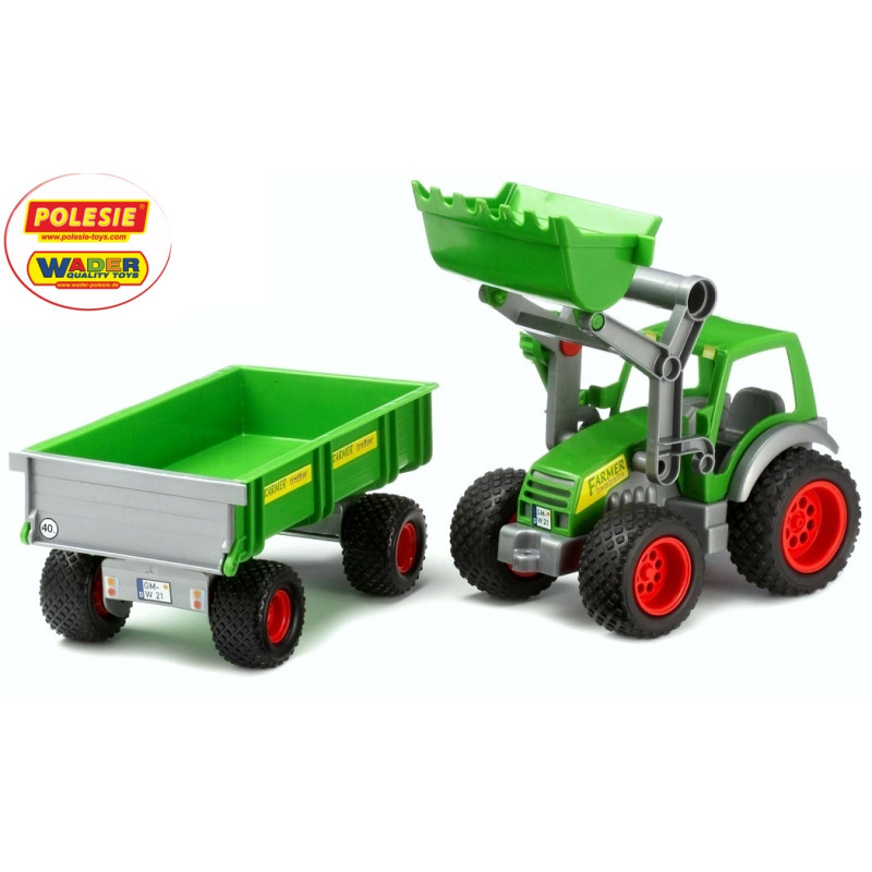 8817 DUŻU 64cm TRAKTOR Z TUREM + PRZYCZEPA GUMOWE KOŁA WADER- POLESIE
