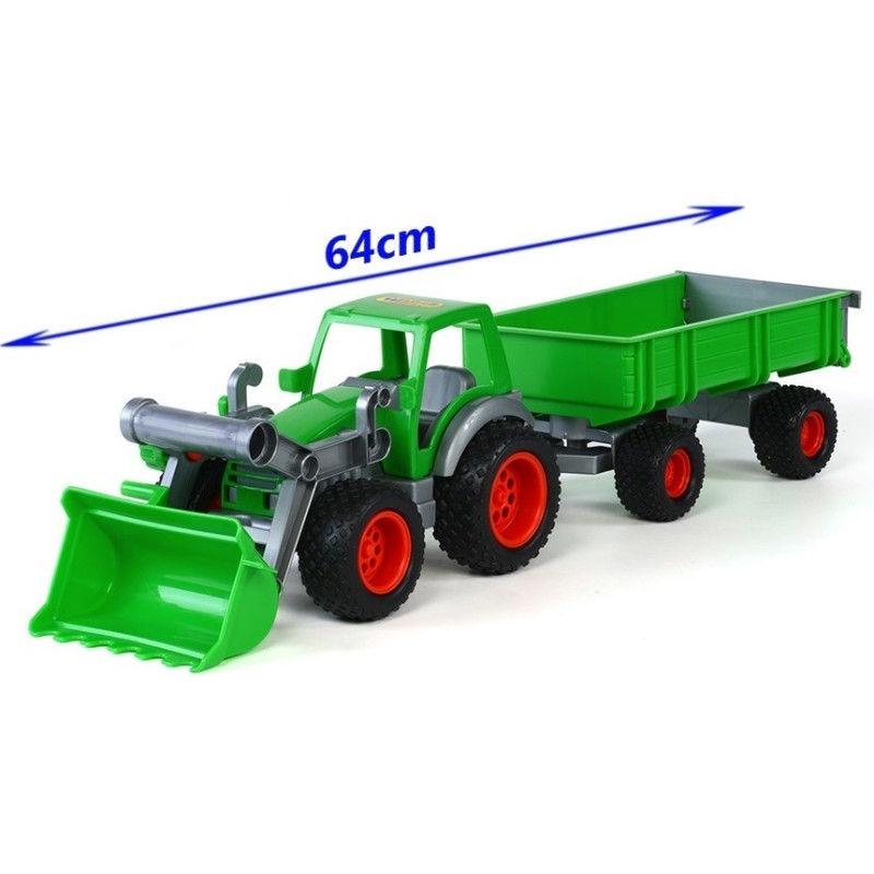 8817 DUŻU 64cm TRAKTOR Z TUREM + PRZYCZEPA GUMOWE KOŁA WADER- POLESIE