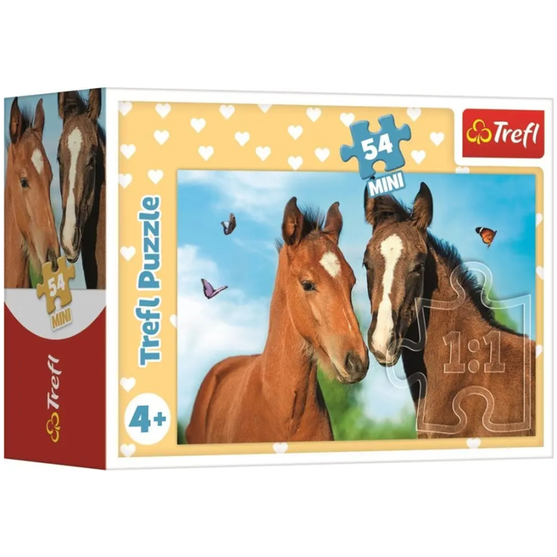 7341 Puzzle mini 54 elementy Urocze zwierzęta Konie Trefl