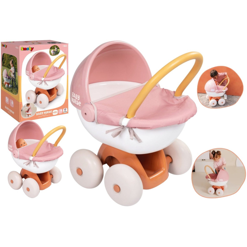3958 Baby Nurse Wózek Głęboki dla lalki z plastikowym daszkiem Smoby