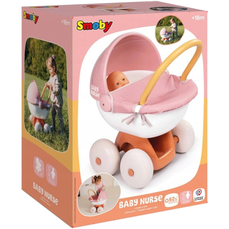 3958 Baby Nurse Wózek Głęboki dla lalki z plastikowym daszkiem Smoby