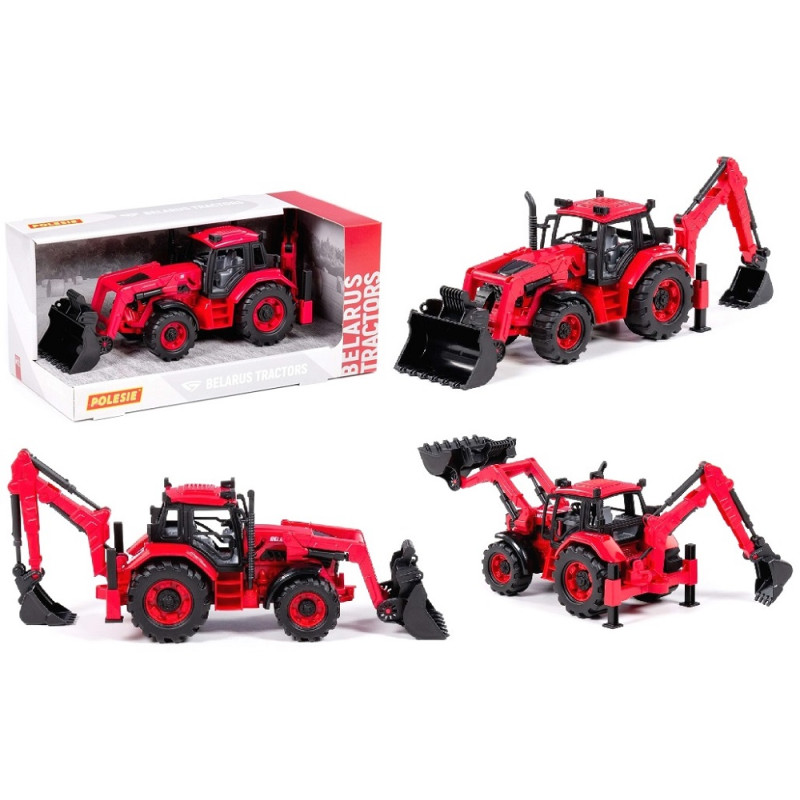 91857 Traktor z turem i koparką – ciągnik budowlany ruchome elementy